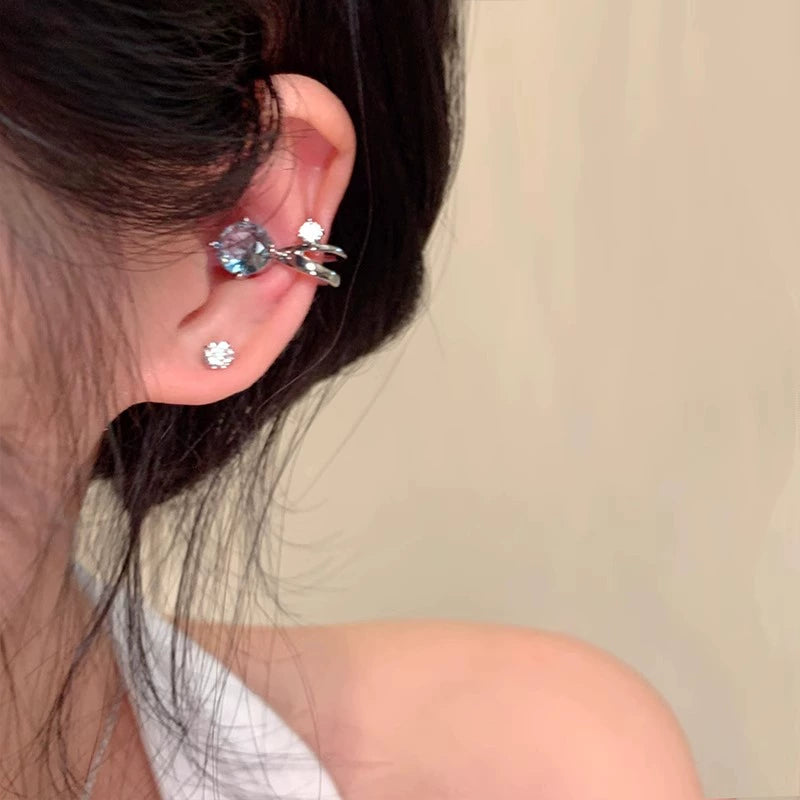 Sabrina Sparkling Bulb Ear Cuff - Blue Single [XWNBMN31]