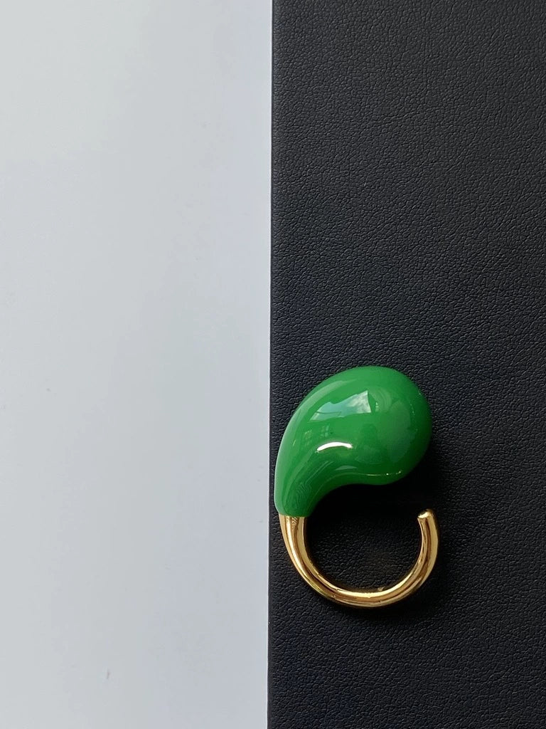 Seanna Teardrop Enamel Ring - Green Gold Base