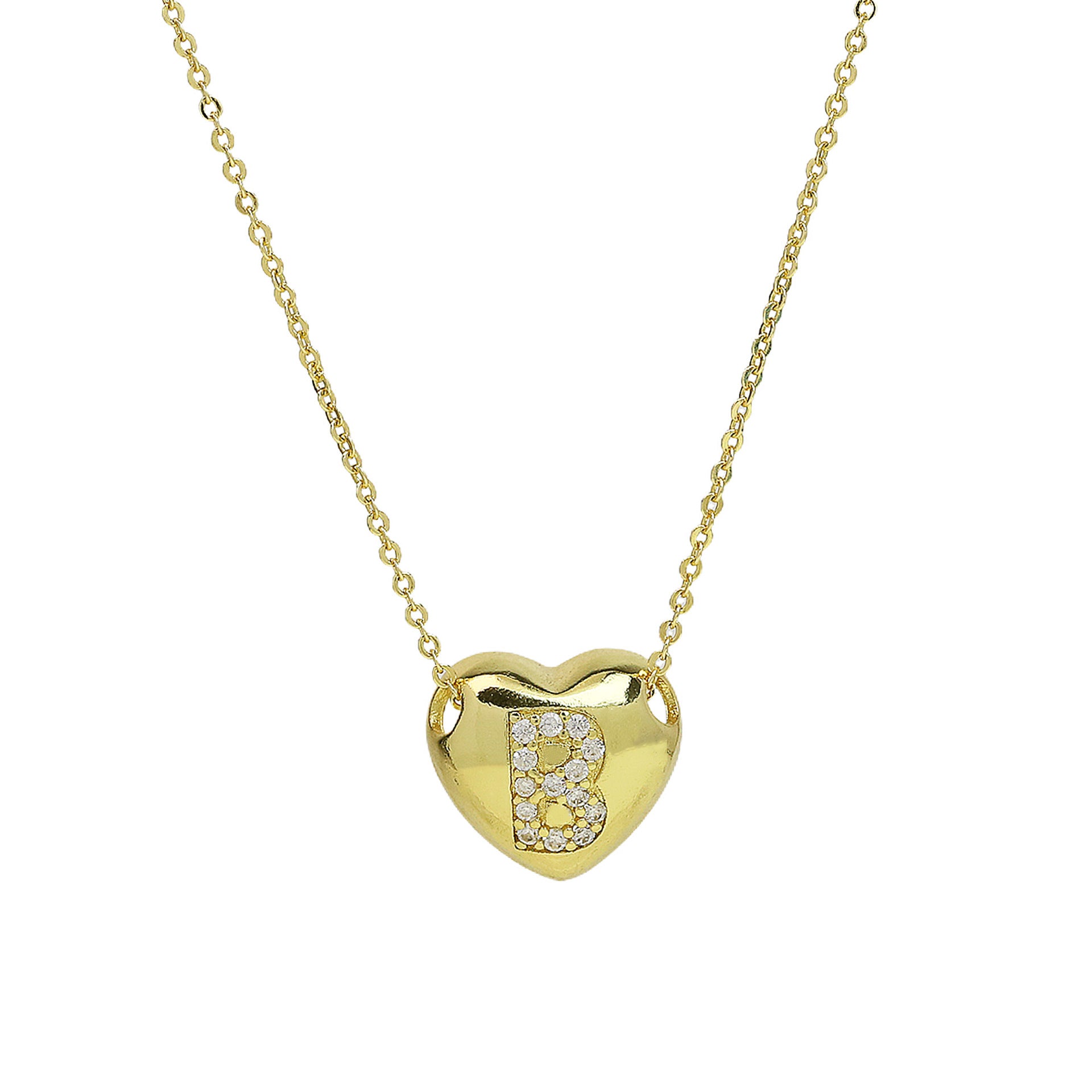 Una Heart Initial Necklace - Letter B [FDD3C9UH]