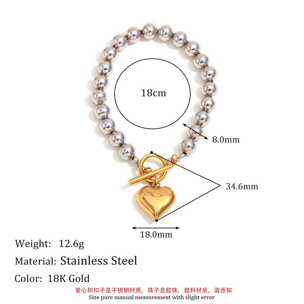 Corey Heart Toggle Set - Round Bead OT Heart Bracelet [ZQD2Q74V]