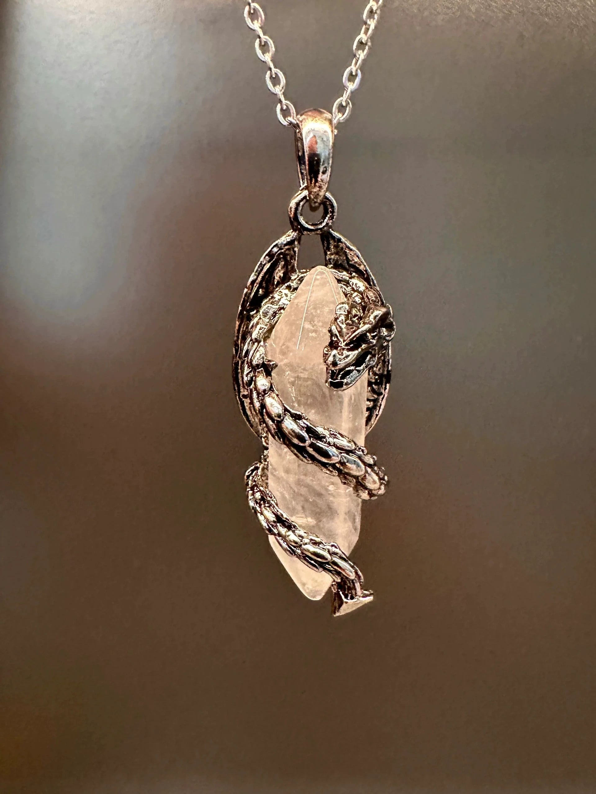 Calliope Vintage Dragon Crystal Necklace - Clear Quartz