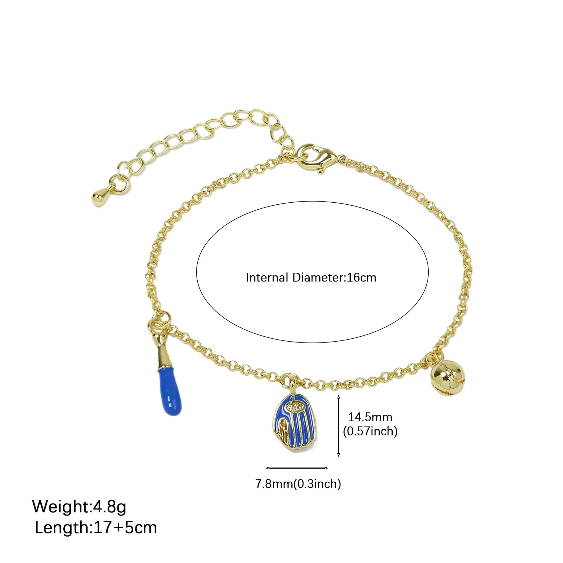 Raniyah Baseball Charm Bracelet - Bracelet [MSFFKY3Z]