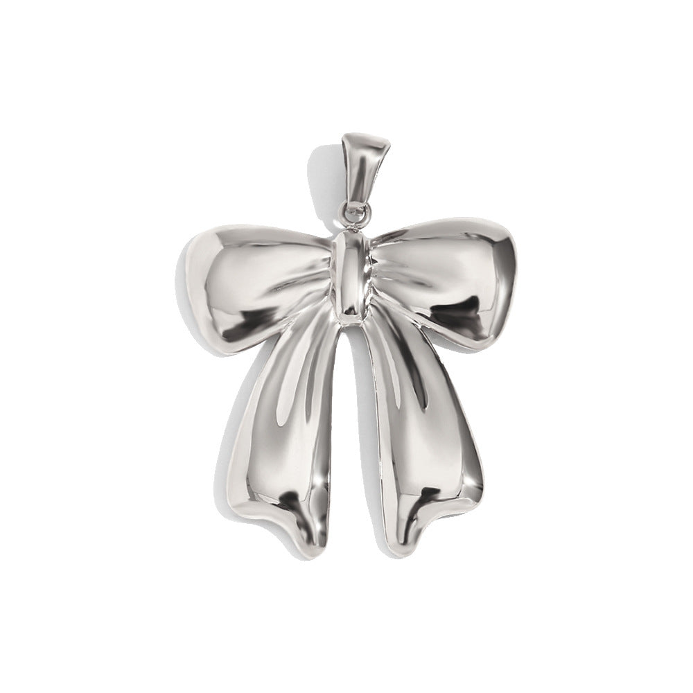 Sommer Gold Charm Pendants - Silver Bow Pendant [039NPQNH]