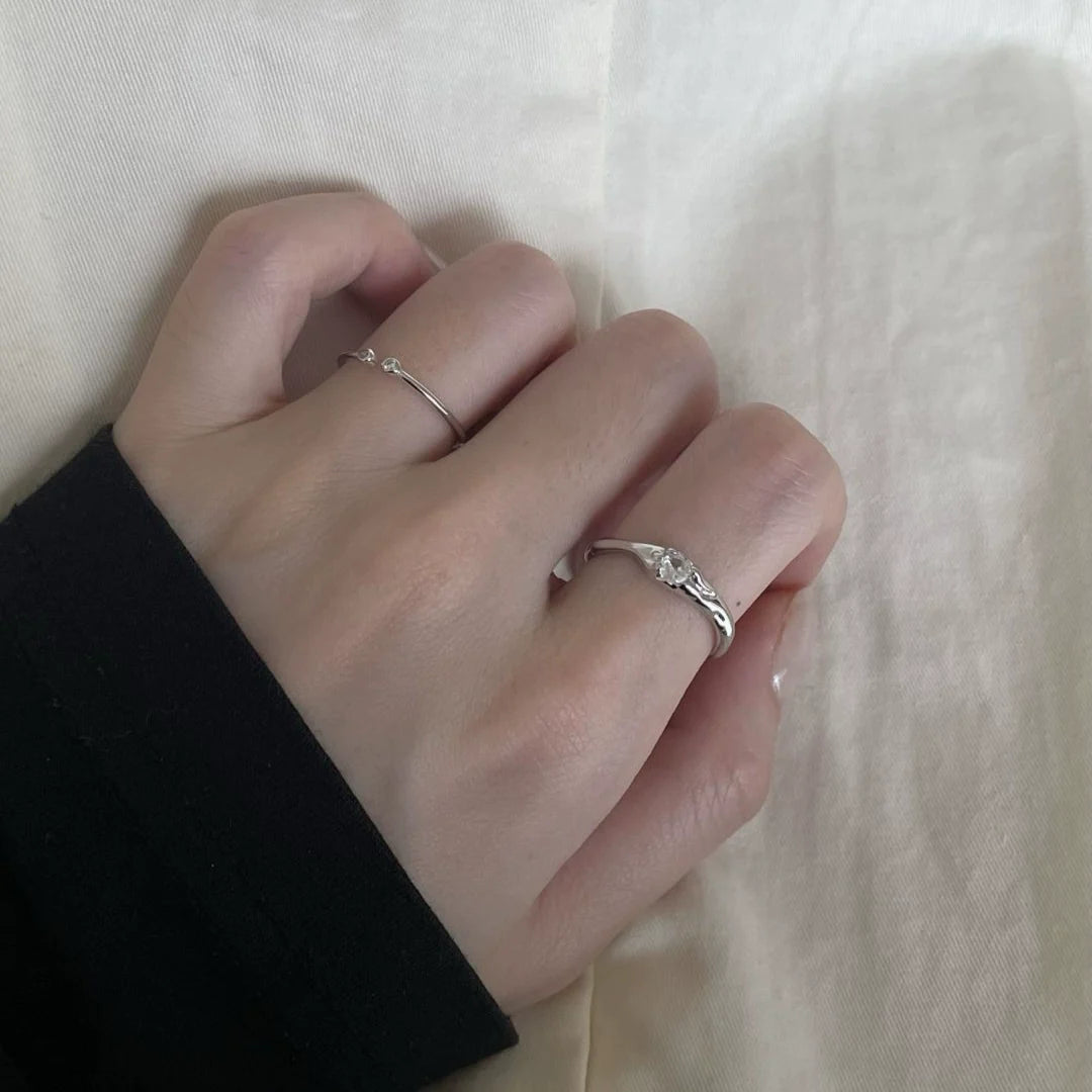 Zemira Irregular Textured Ring - Textured Zirconia Ring (Adjustable Opening)