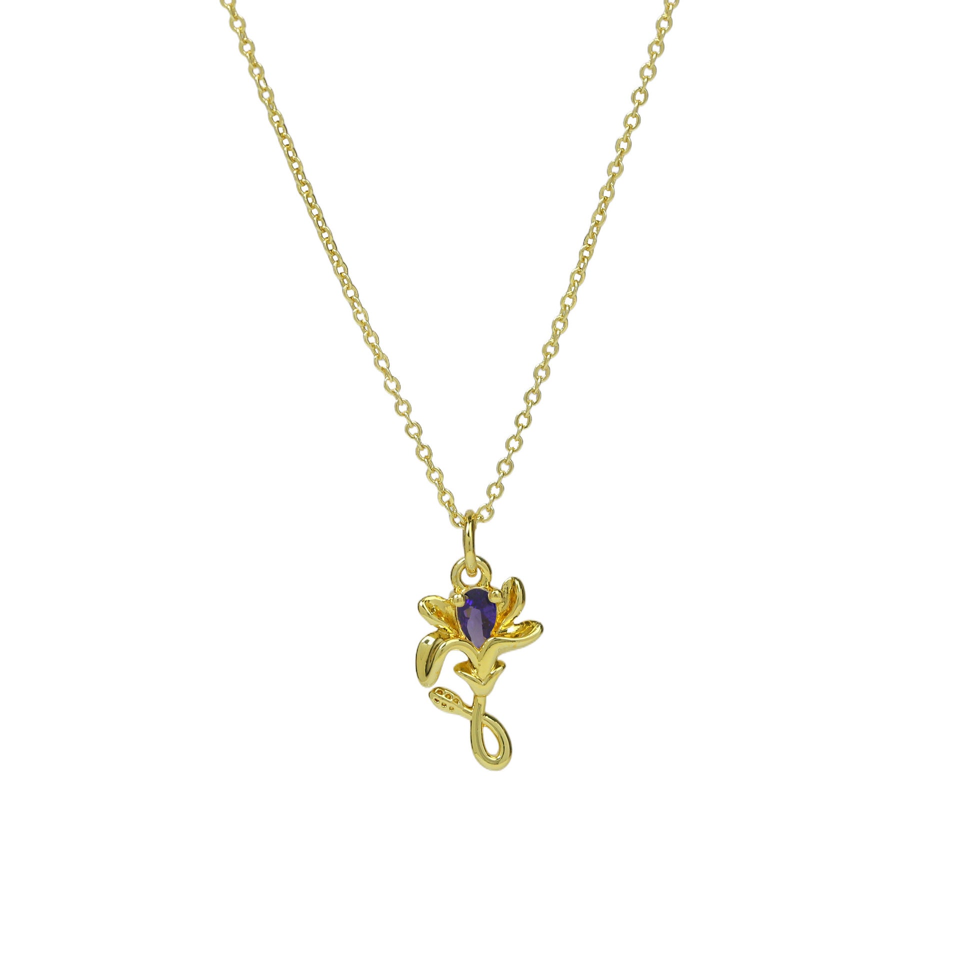 Ainslie Zircon Flower Necklace - Necklace 4 [N565EFJH]