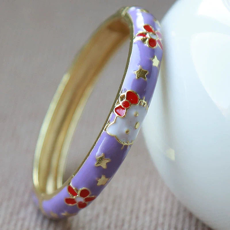 Porter Enamel Hello Kitty Bangle - Purple (4.7cm, Random Pattern)