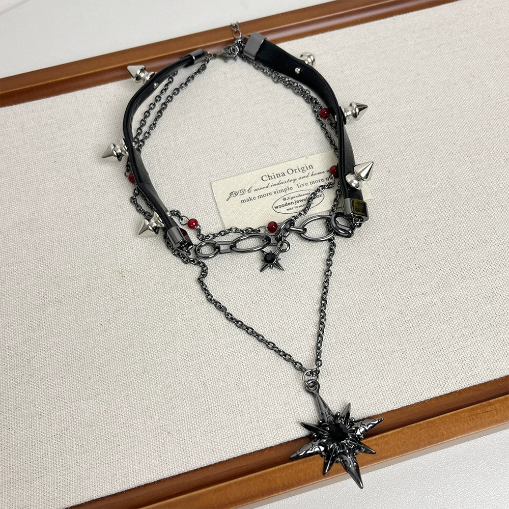 Emilly Layered Cross Choker - Cross Pendant Layered Necklace [TU8K1FD7]