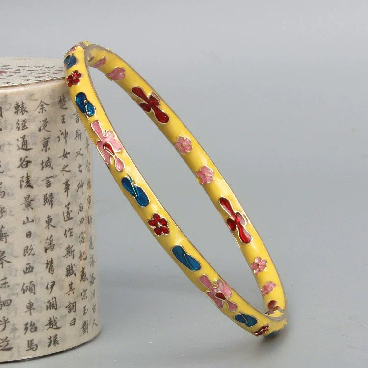 Jadelynn CloisonnŽ Floral Bangle - Yellow