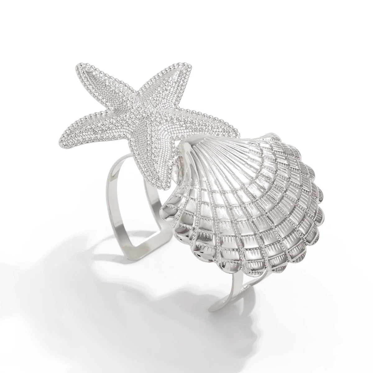 Jayleen Starfish Scallop Cuff - Silver