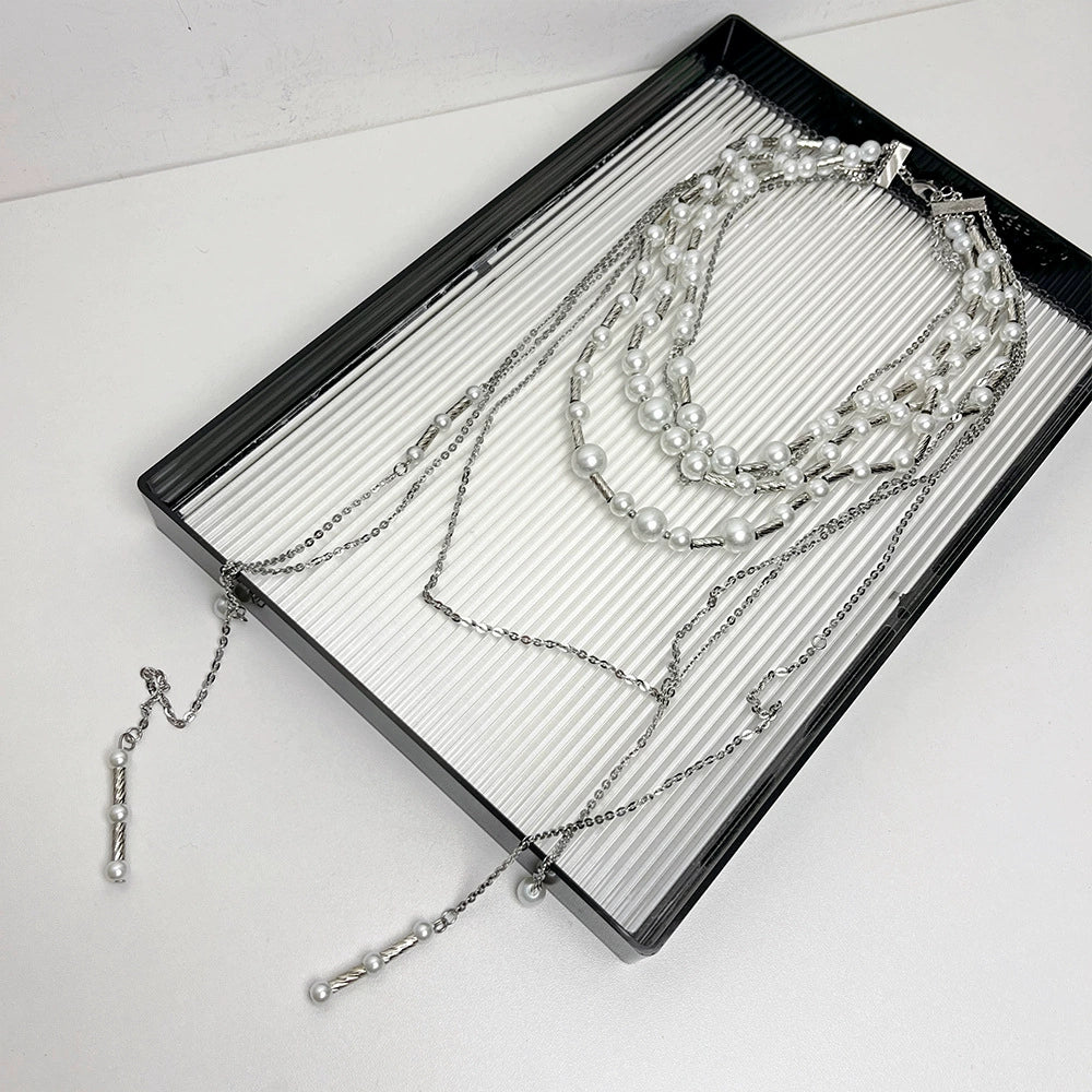 Abrish Layered Pearl Necklace - Multi-layer Pearl Necklace [GL0SDE9G]