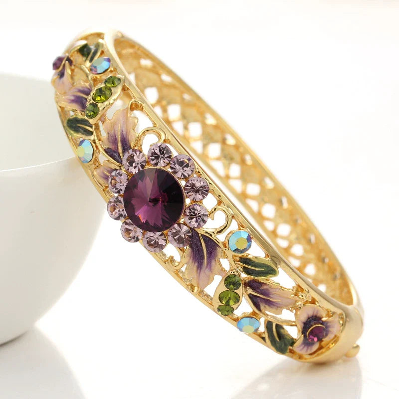 Brylee CloisonnŽ Floral Bracelet - Purple