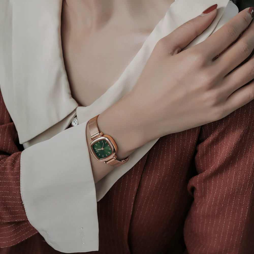 Isla Retro Petite Square Watch - Glazed Green