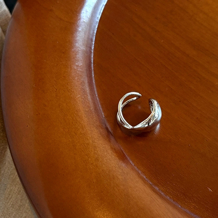 Saryah Asymmetric Statement Ring - Silver Asymmetric Cross Ring [Y119CG5F]