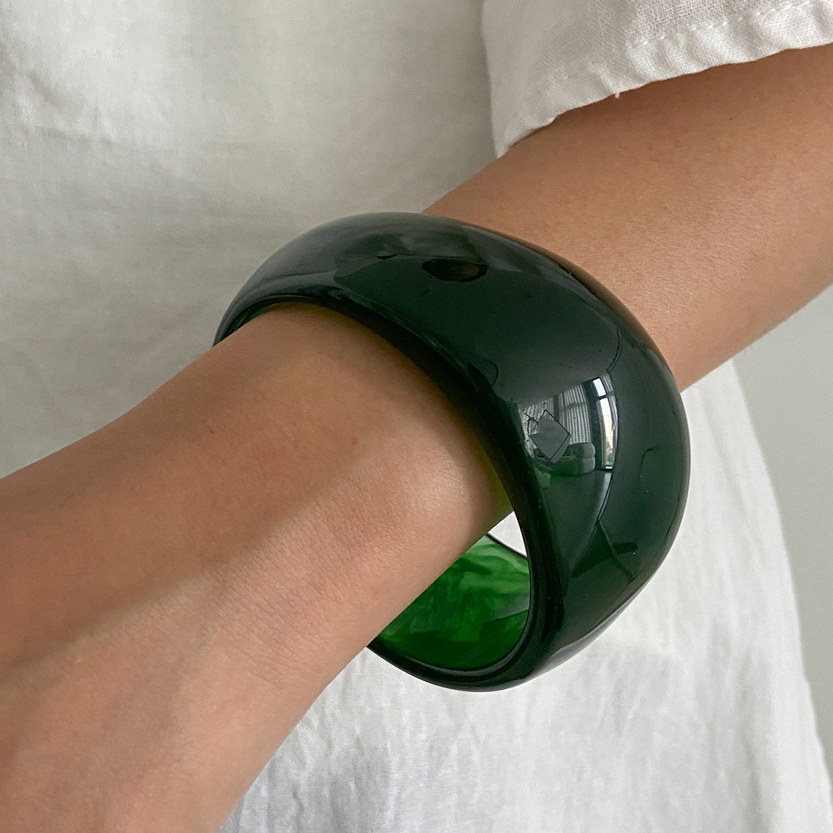 Lenny Marbled Resin Bangle - Dark Green [6YNA2V0A]
