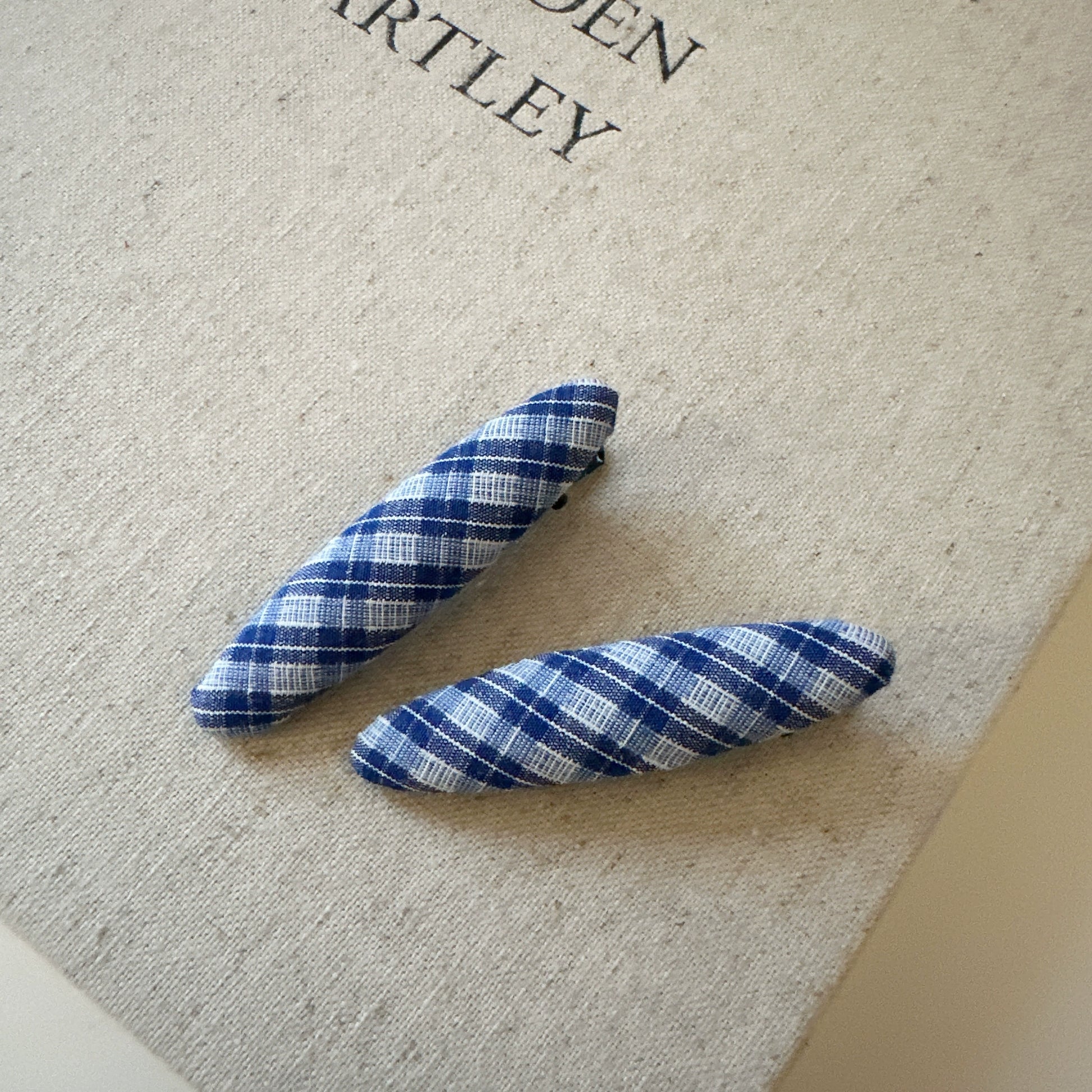 Annah Plaid Fabric Hair Clip - Plaid Long Oval (Pair) [BZ08PXZD]