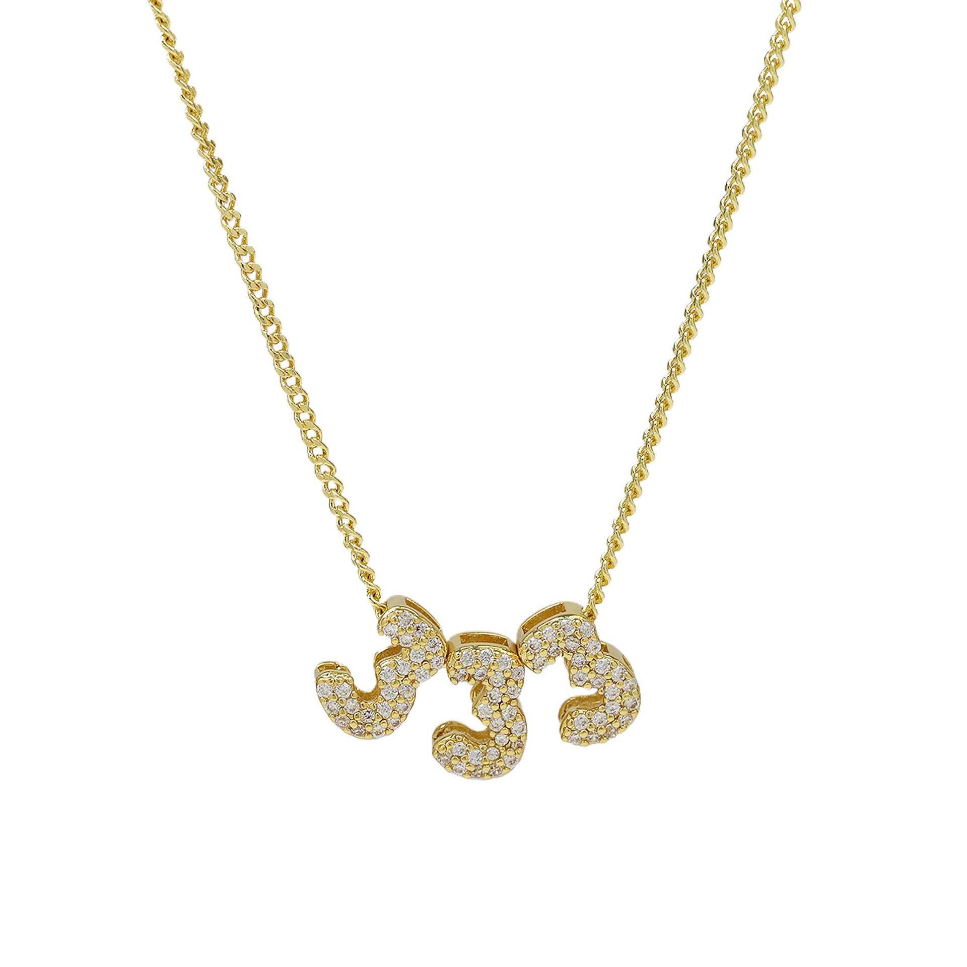 Christie Angel Number Pendant Necklace - 333 Gold [WOQ975JM]