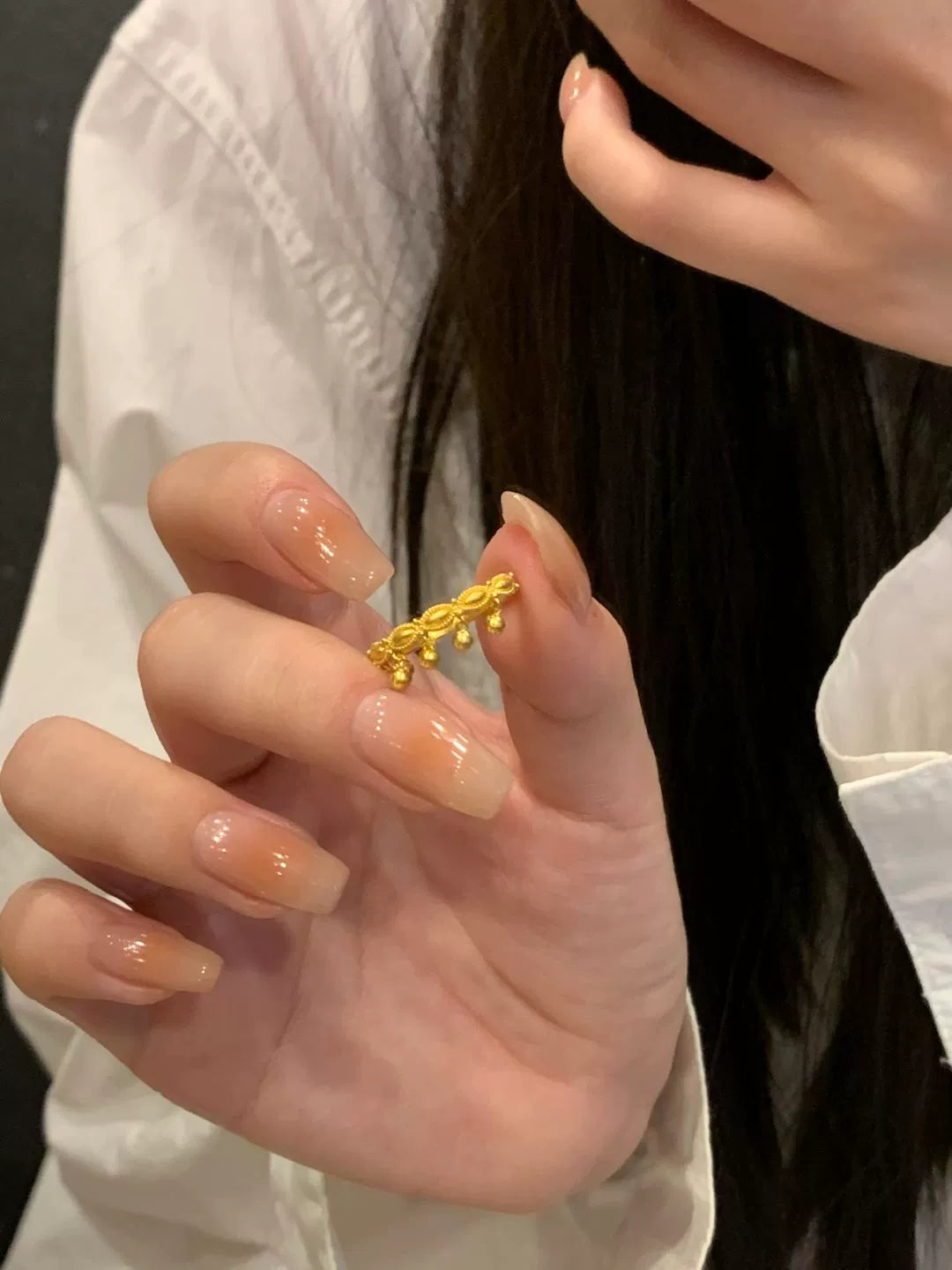 Salome Beaded Sand Gold Ring - Sand Gold Adjustable Ring