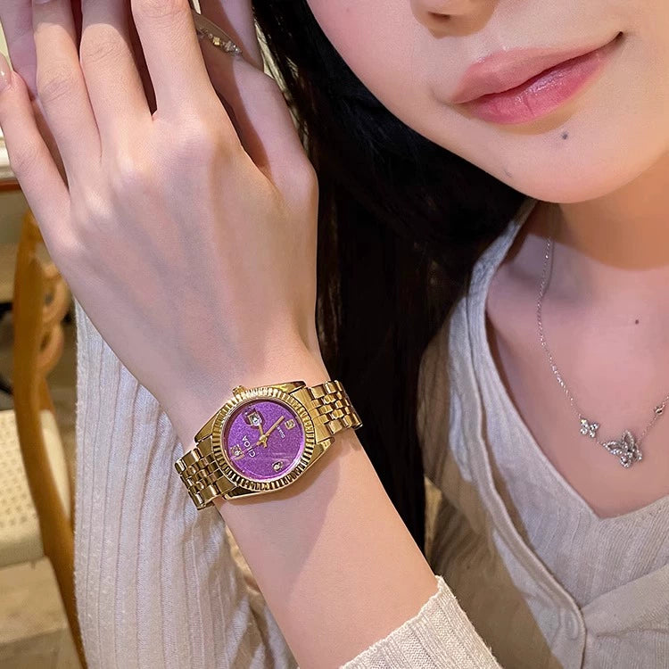 Ora Luxe Round Watch - Taro Purple
