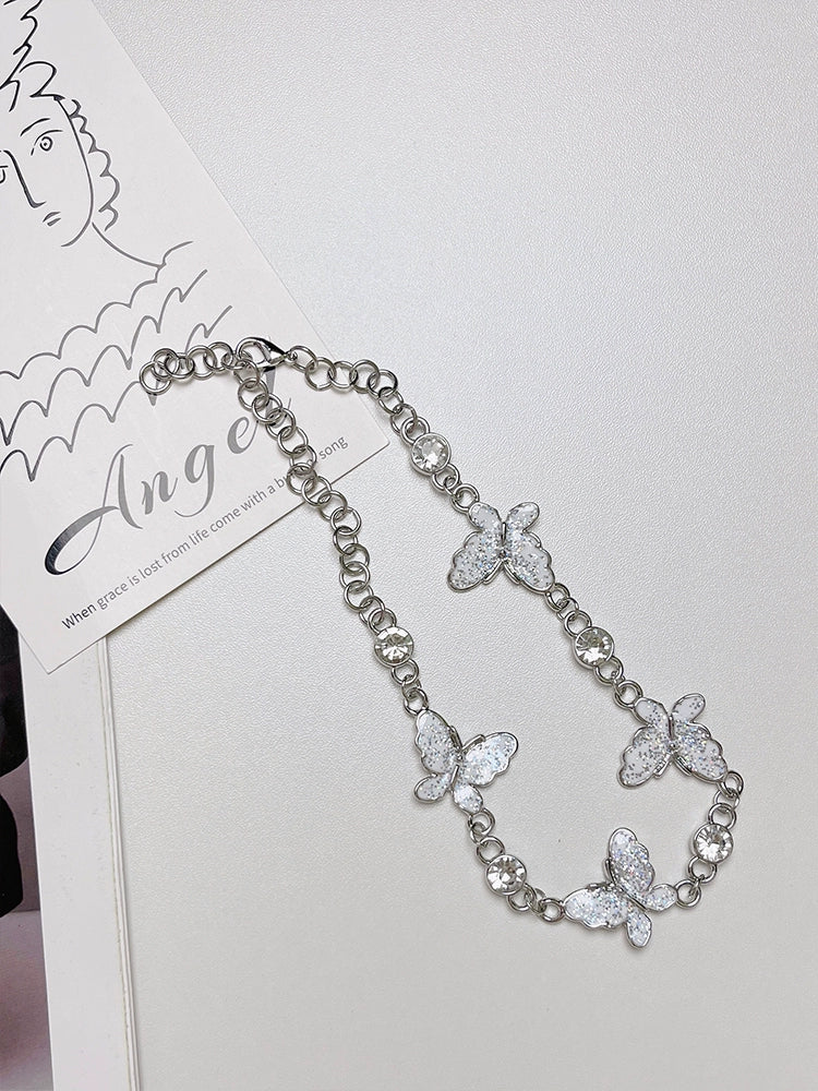 Dejah Butterfly Chain Belt - White Butterfly Necklace