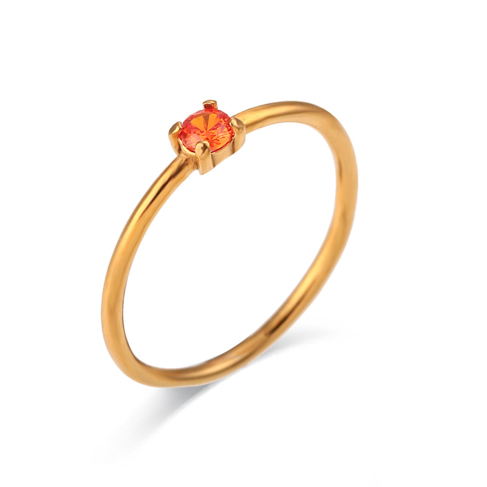 Kenzley Dainty Birthstone Ring - Orange Red [4FZFN9YX]