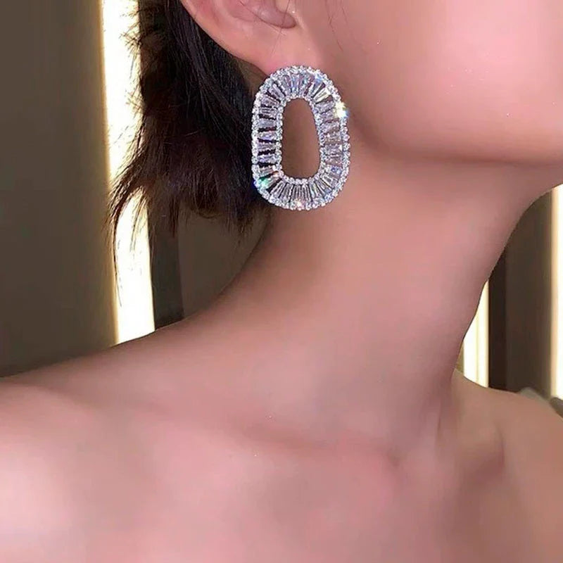Mattea Dazzling Zircon Drop Earrings - Ear Clip