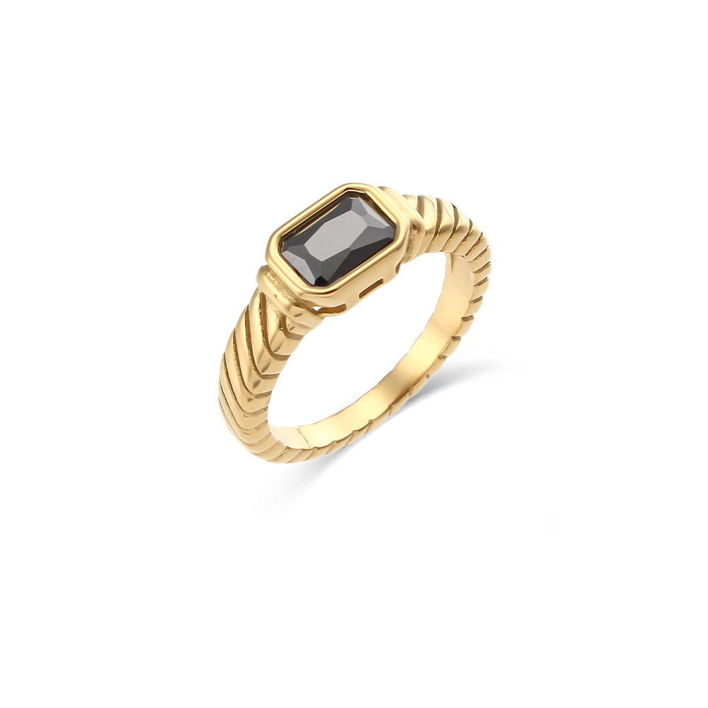 Lyvia Modern Zircon Ring - Black [NCUHYTPK]