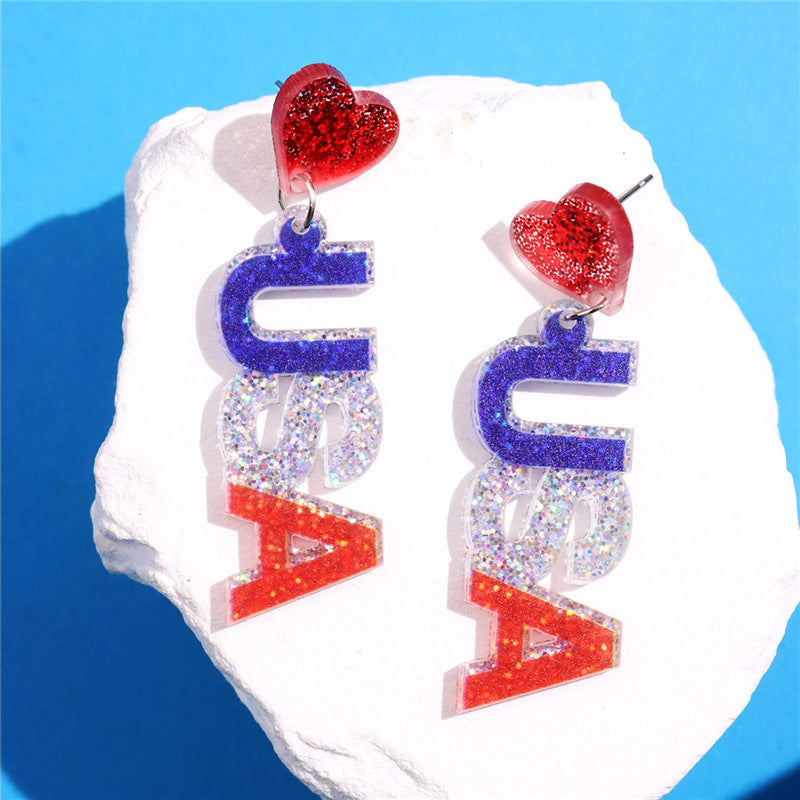 Kaileigh Patriotic Glitter Earrings - E [3NWYOH65]