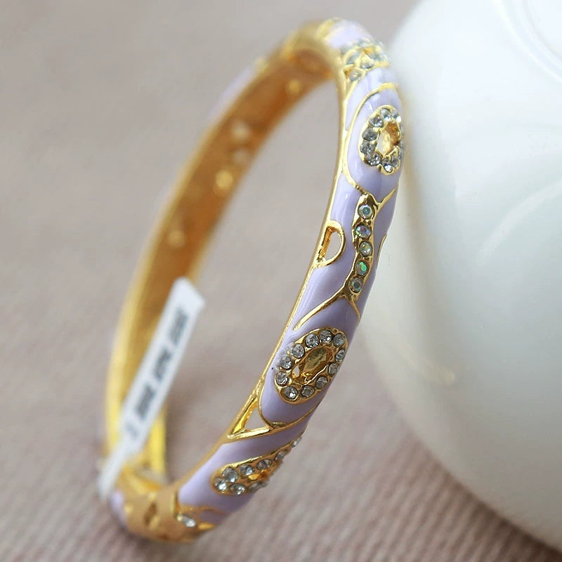 Azariyah Cloisonné Diamond Bangle - Light Purple (Adjustable) [JYHI9L86]