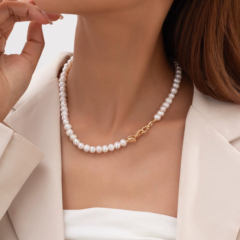Bryar Freshwater Pearl Bow Necklace - Pearl Necklace (Style 3) [UA1GUUZM]