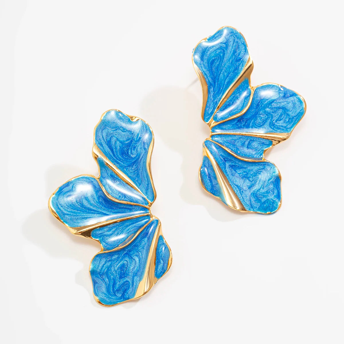 Alaynah Enamel Petal Studs - Blue