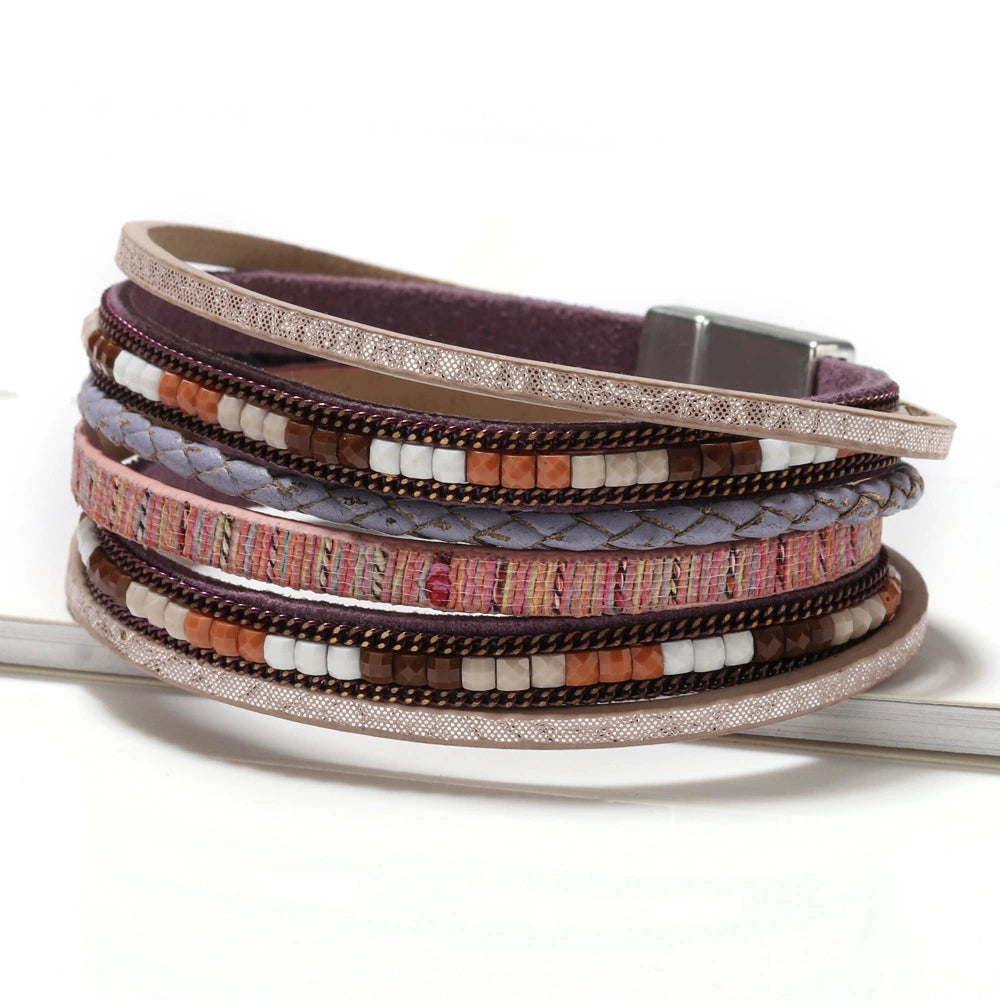 Georgia Woven Leather Bracelet - Khaki [J534CA93]