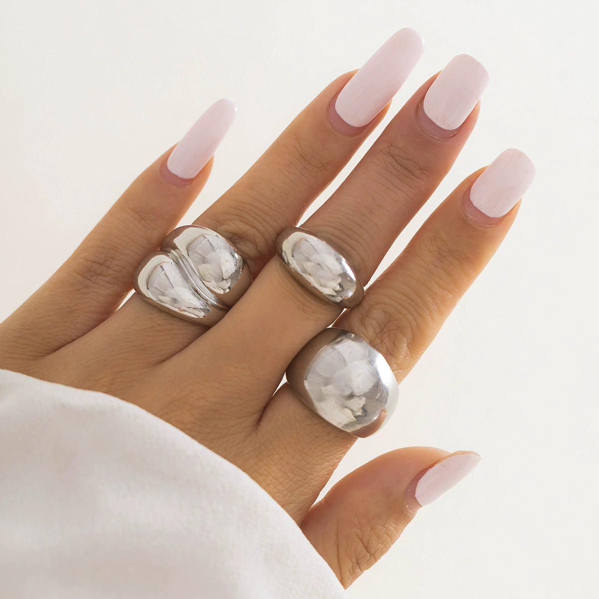 Precious Statement Ring Set - 01 Silver Tone 3-Piece Set [IXHCAXTG]