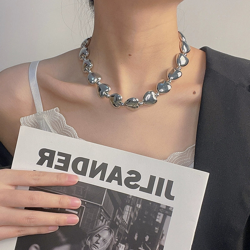 Roma Silver Heart Necklace - Silver Heart Necklace