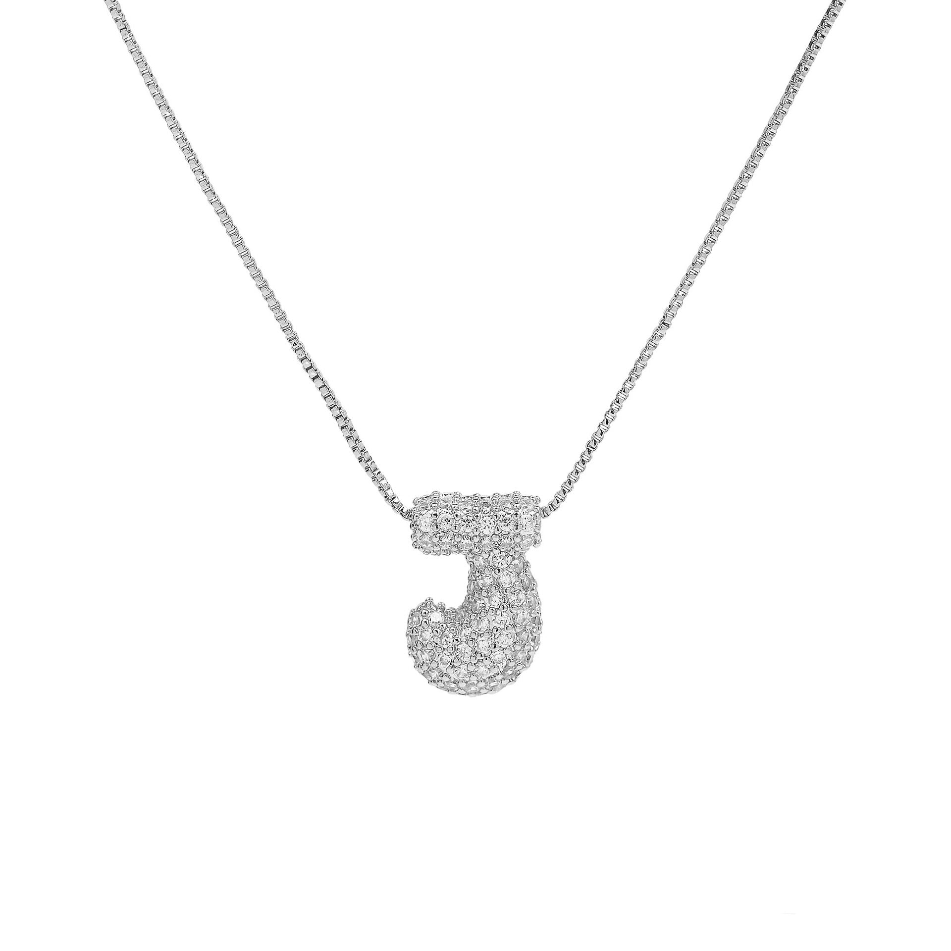 Francis Bubble Initial Necklace - Silver Necklace J [ZRDE50TH]