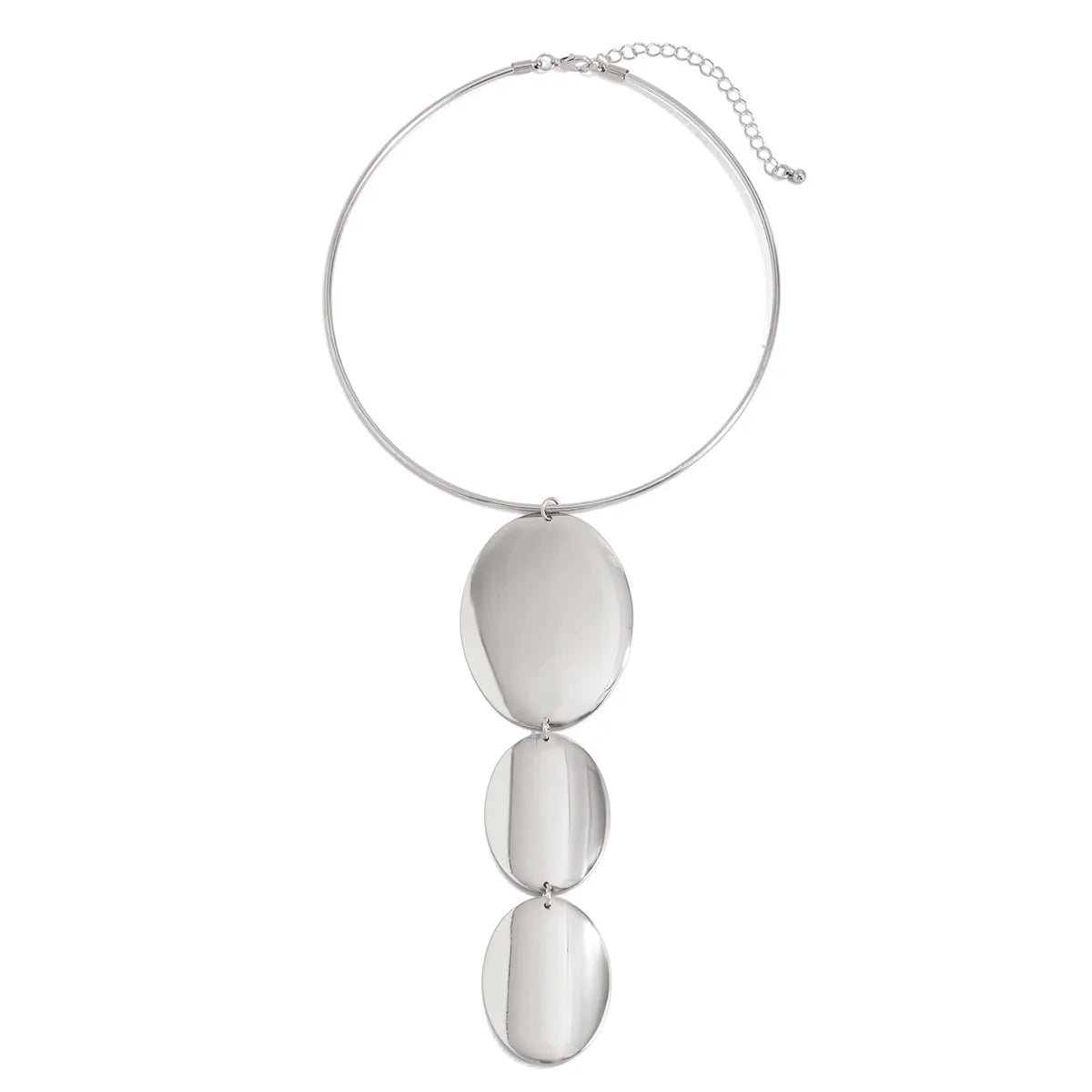 Vayda Geometric Pendant Necklace - Oval Silver