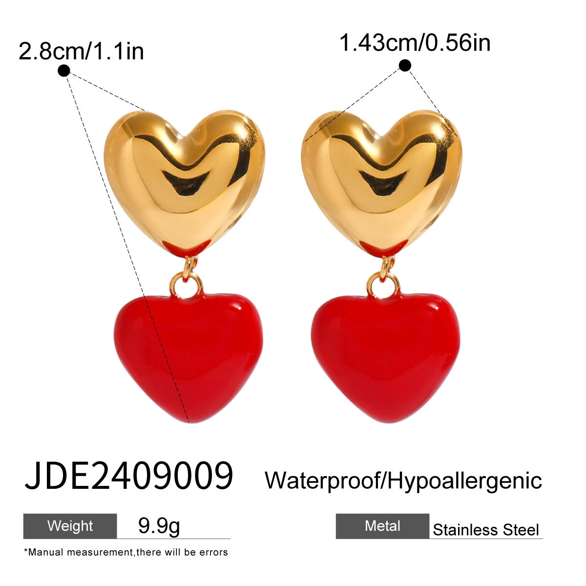 Mckenna Enamel Heart Pearl Earrings - Style JDE2409009 [RTPSYCT7]