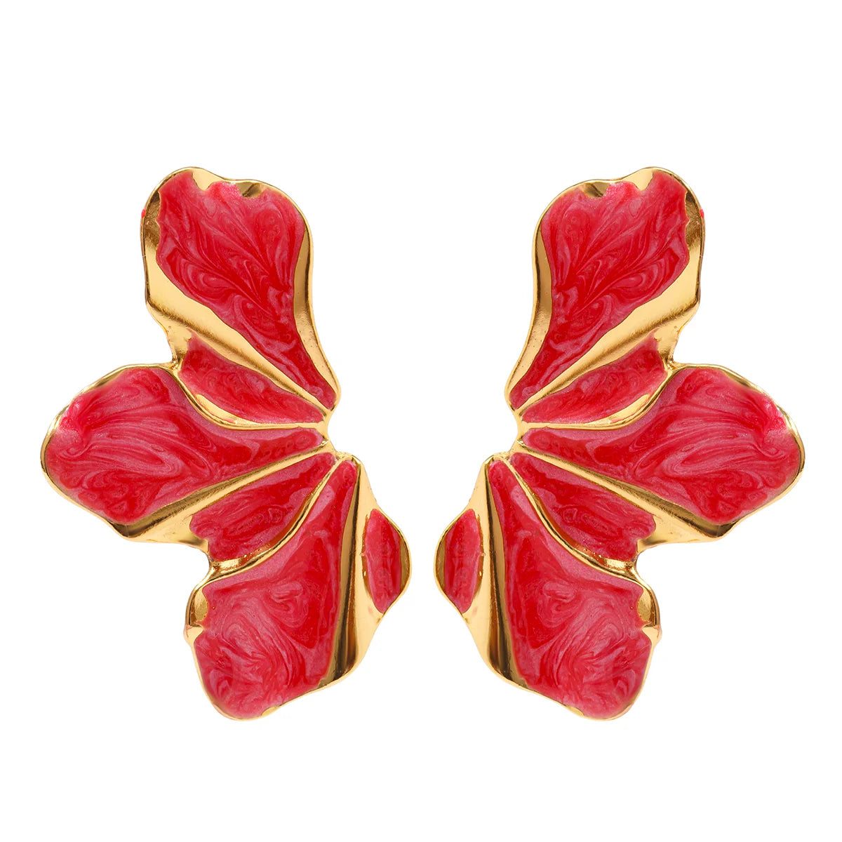 Alaynah Enamel Petal Studs - Red