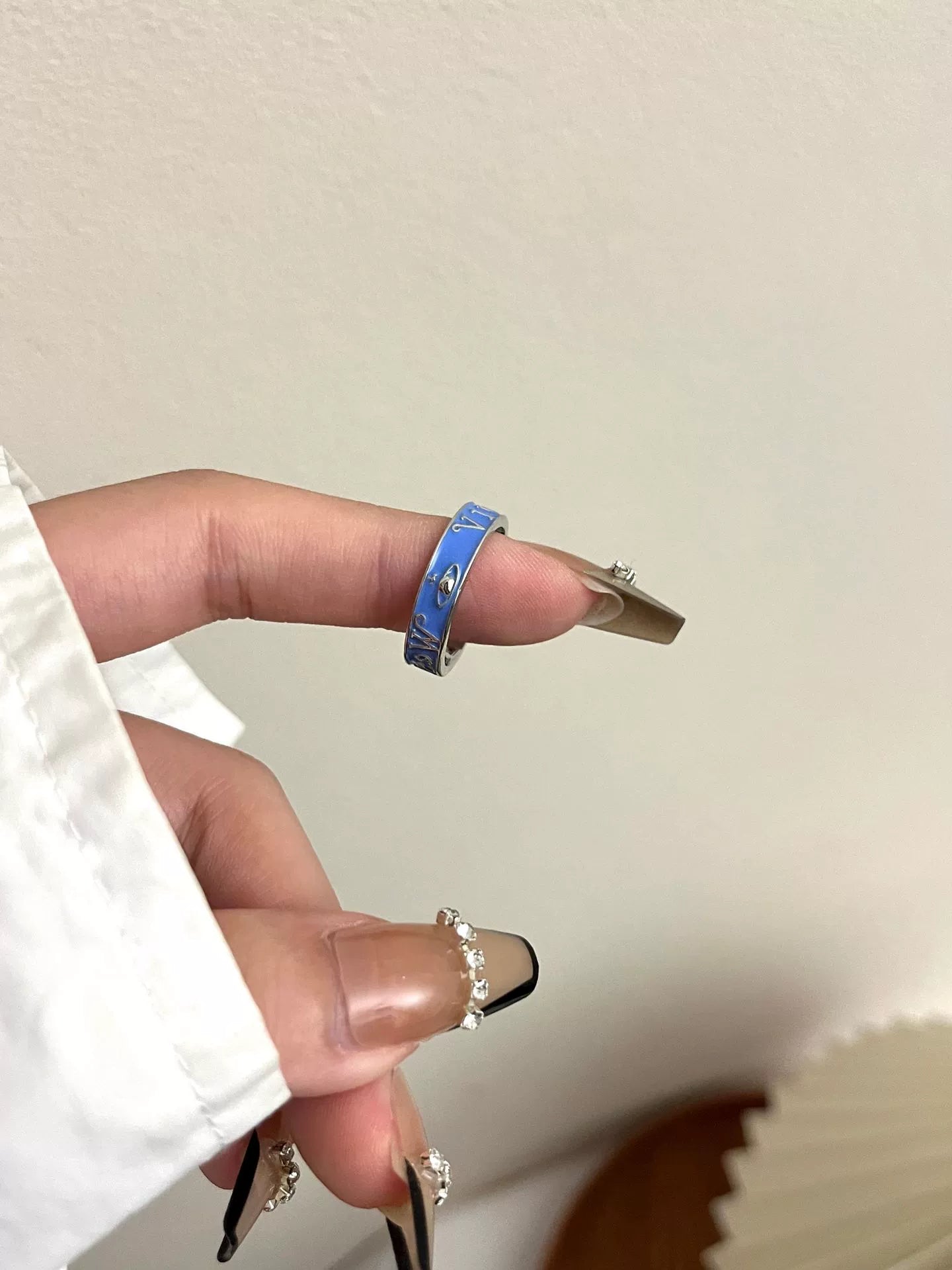Jaslene Enamel Letter Band Ring - undefined