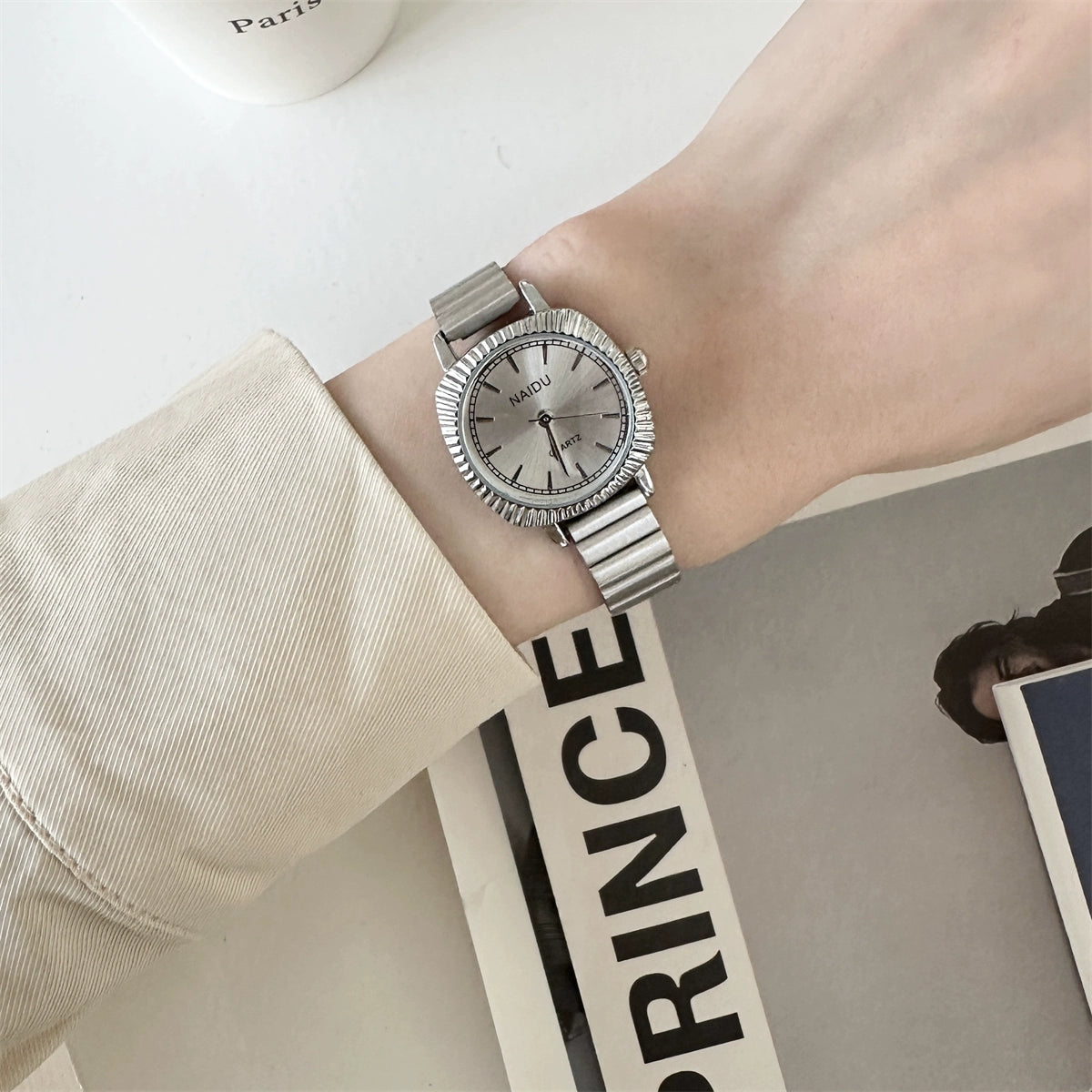 Kaycee Elegant Square Watch - Silver Strap White Face [WD12D817]