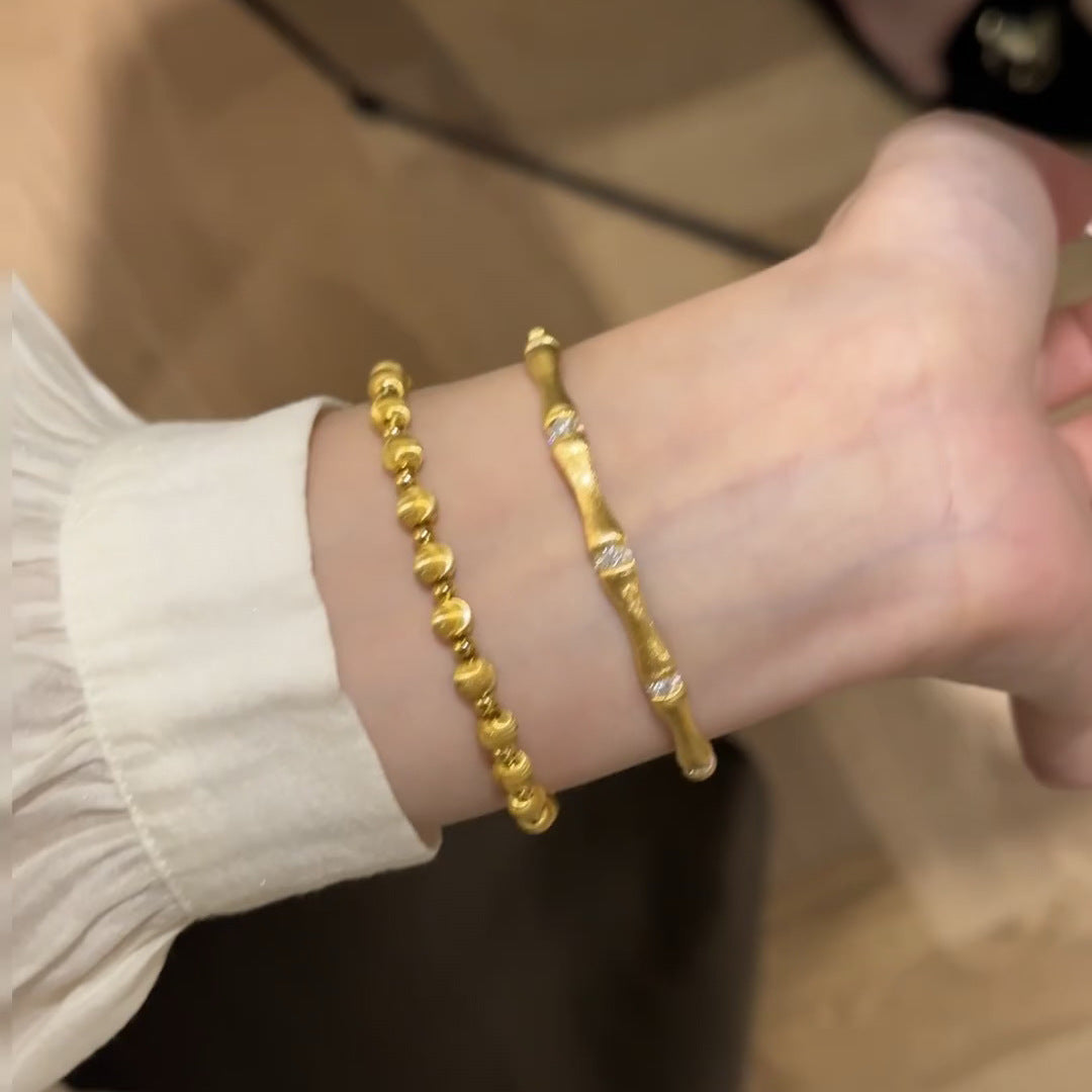 Adah Bamboo Link Set - Gold Adjustable Bracelet [JUBP0BBD]