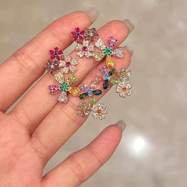Lakynn Floral Gem Stud Earrings - Colorful Floral Earrings [K2KECF2U]
