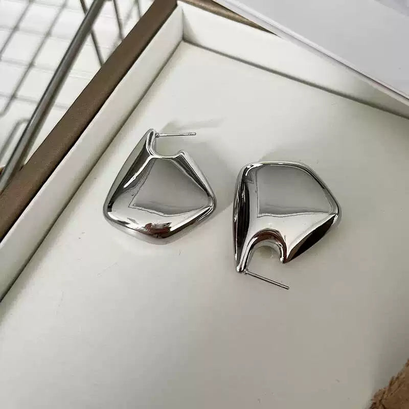 Ellyn Geometric Statement Earrings - Silver [5M2J3FF3]