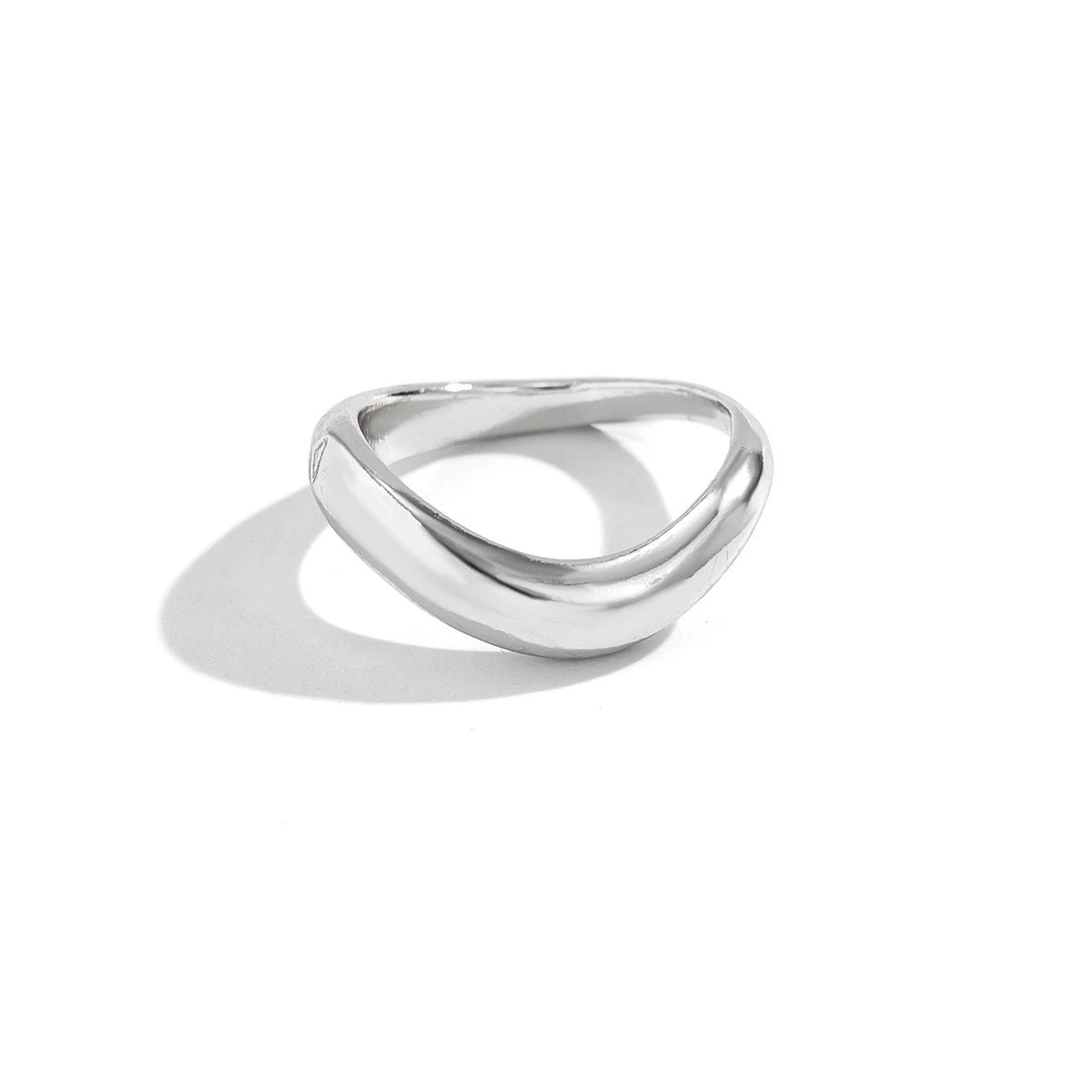 Katy Liquid Metal Open Ring - Design 03 - Silver Tone [ST0LBXD6]