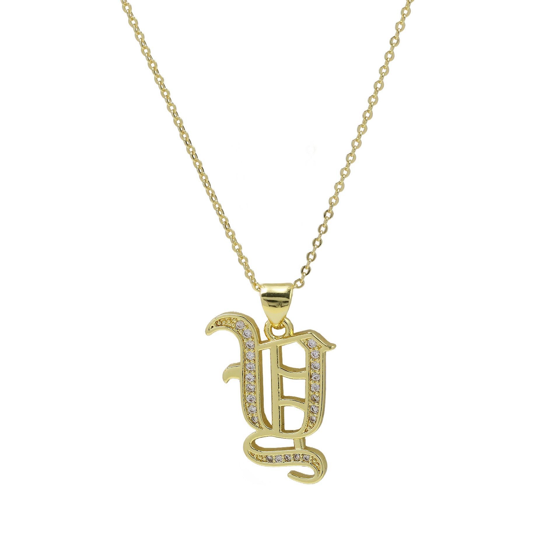 Lawson Old English Initial Necklace - Y Necklace [L4CSP14M]