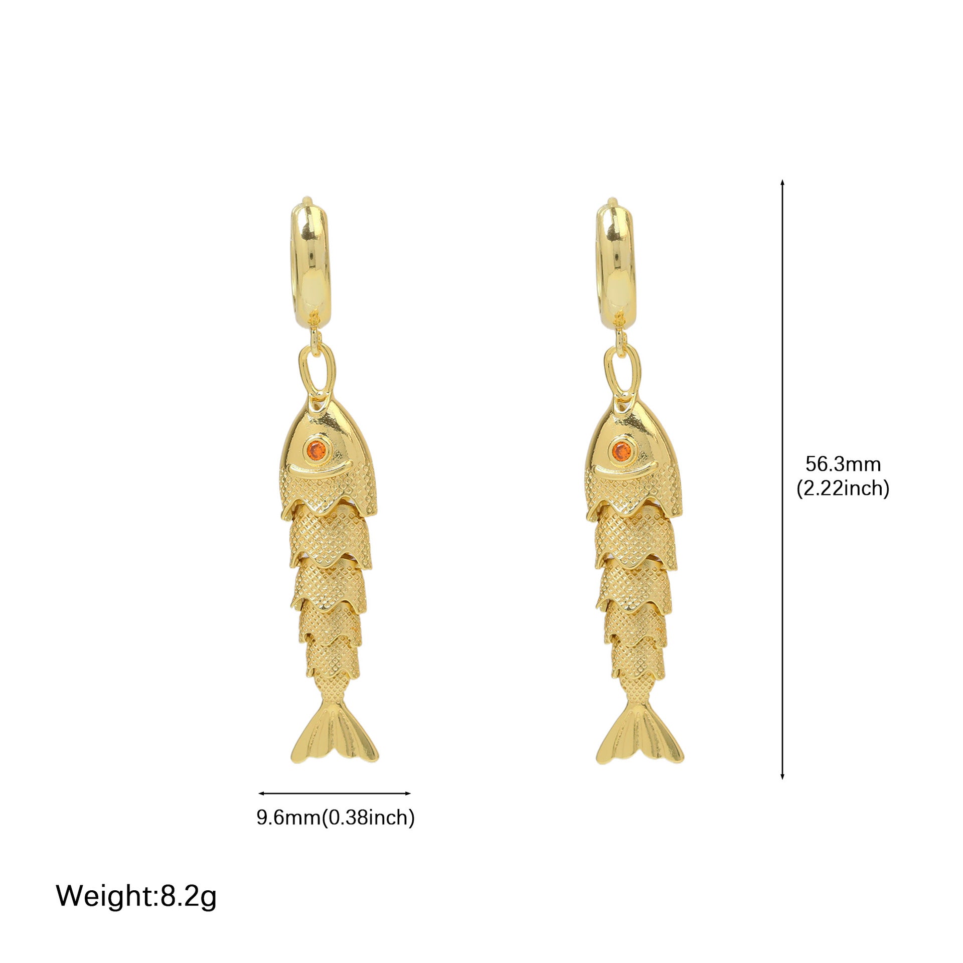 Aurie Gold Koi Hoop Earrings - Large [1954NG7J]