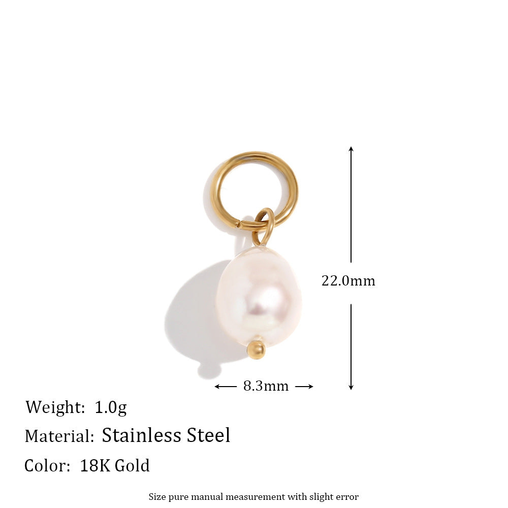Sommer Gold Charm Pendants - 8MM Pearl Pendant [MCVMKMZ9]