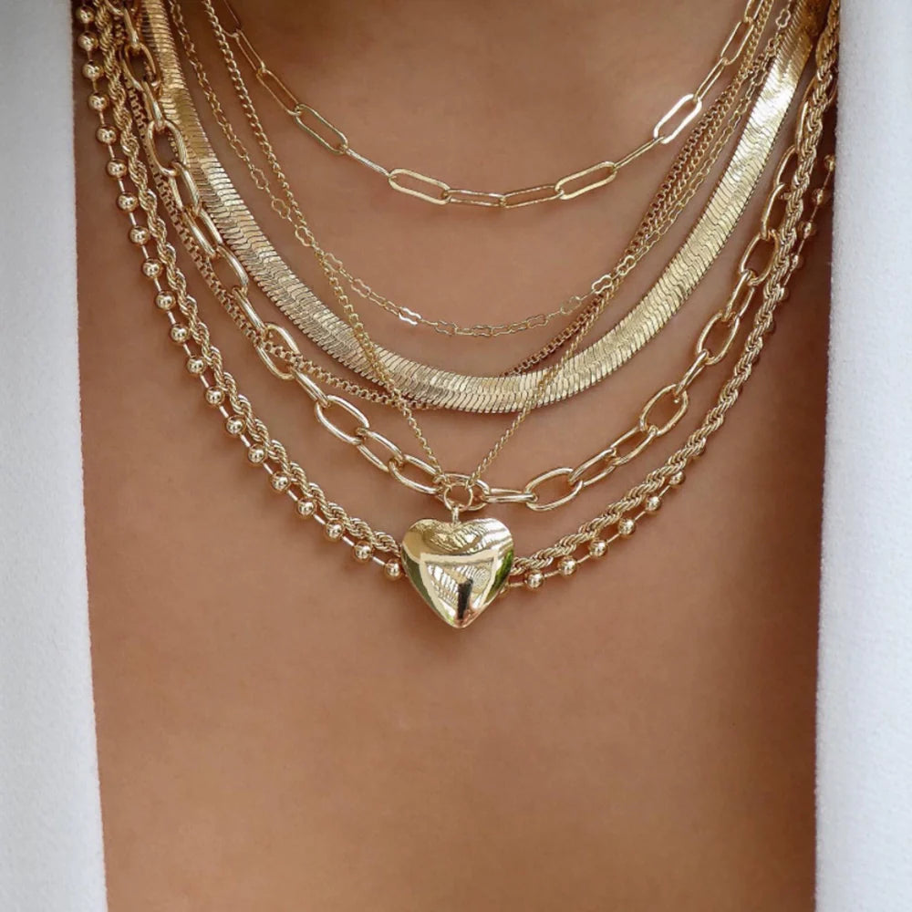 Jaqueline Multilayer Moon Pendant Necklace - CS8898-9
