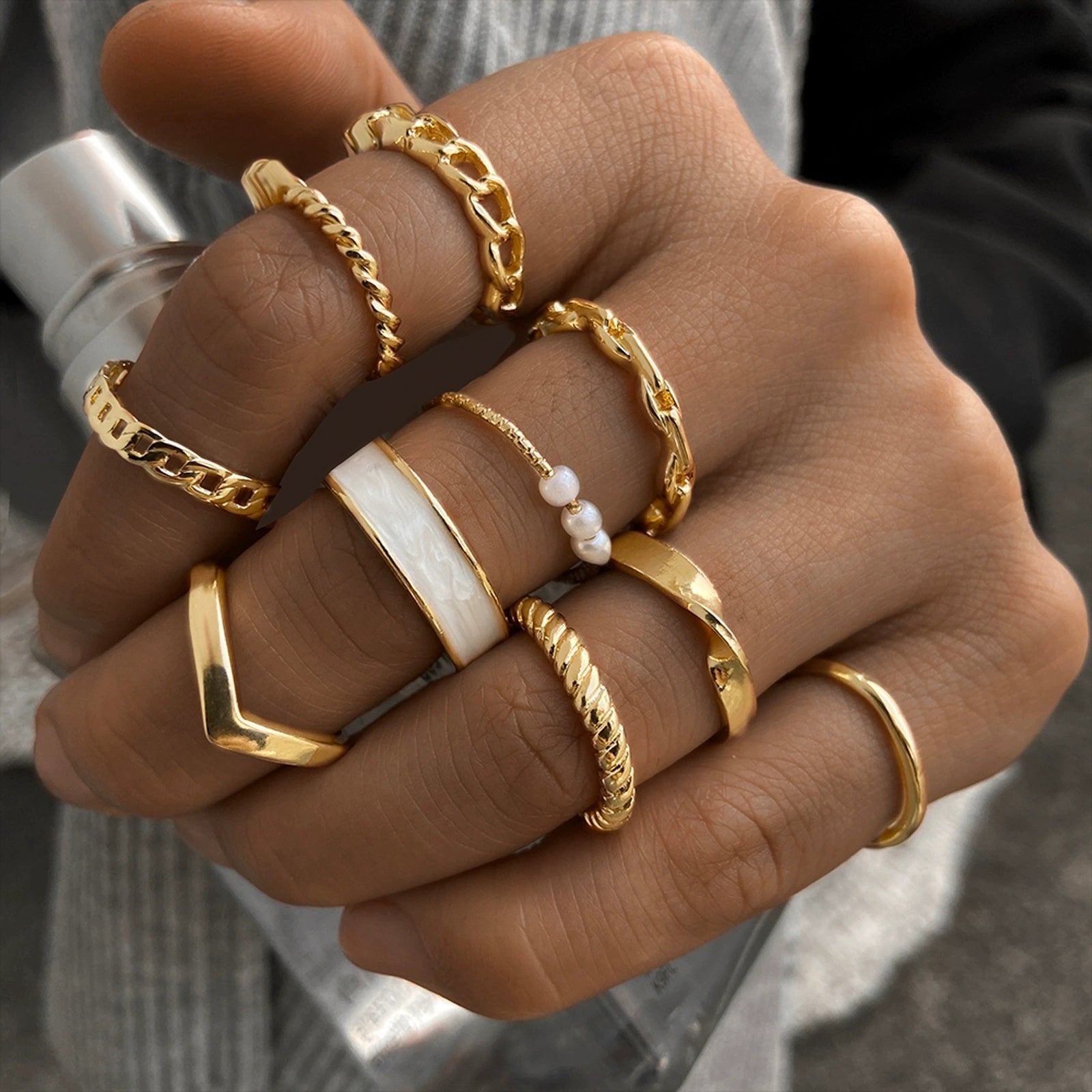 Starla Retro Pearl Ring Set - Style 1 [U8PZBTSL]