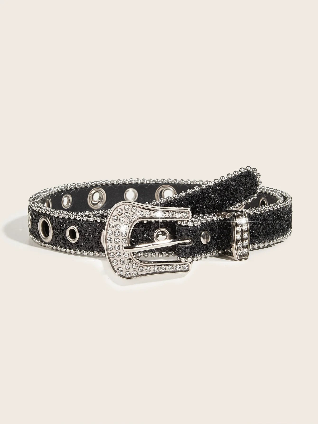 Aliannah Sparkle Y2K Belt - Black Narrow (2.5cm)