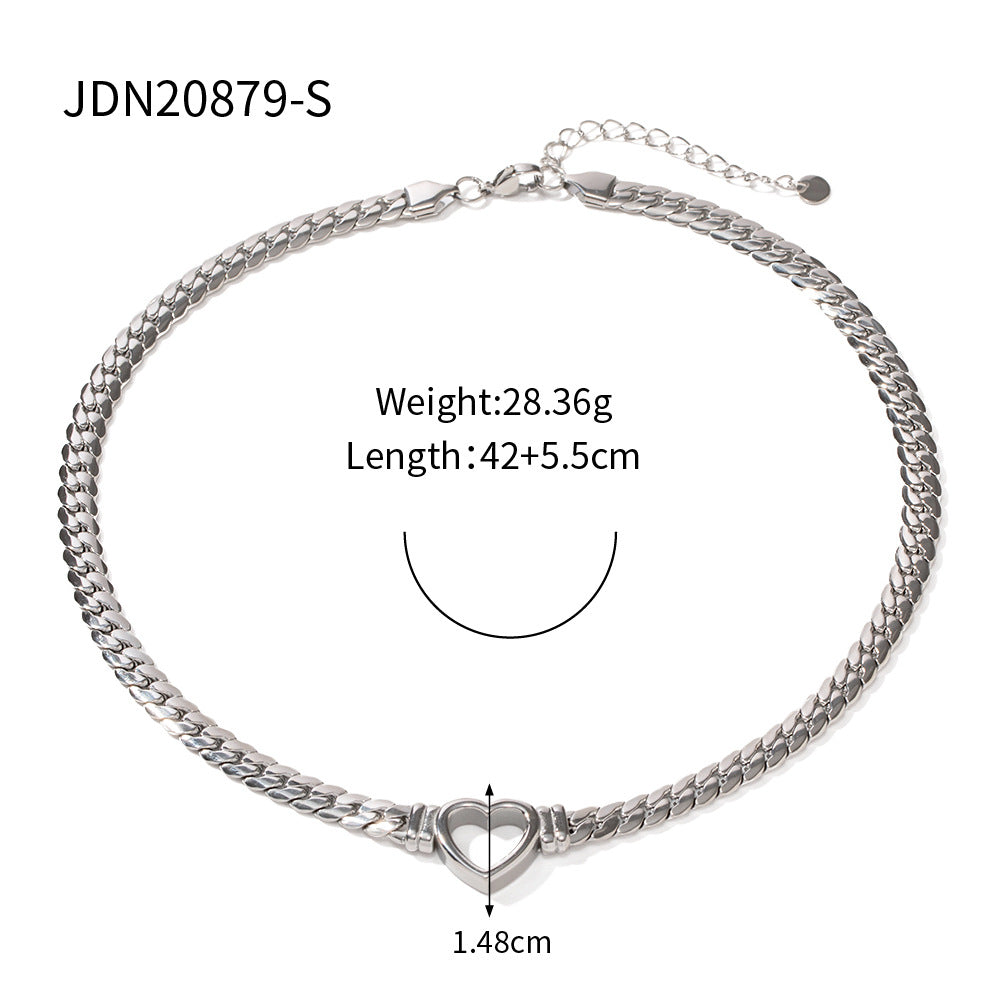 Adaia Layered Heart Chain Necklace - Silver Tone [RT6RJ8AH]
